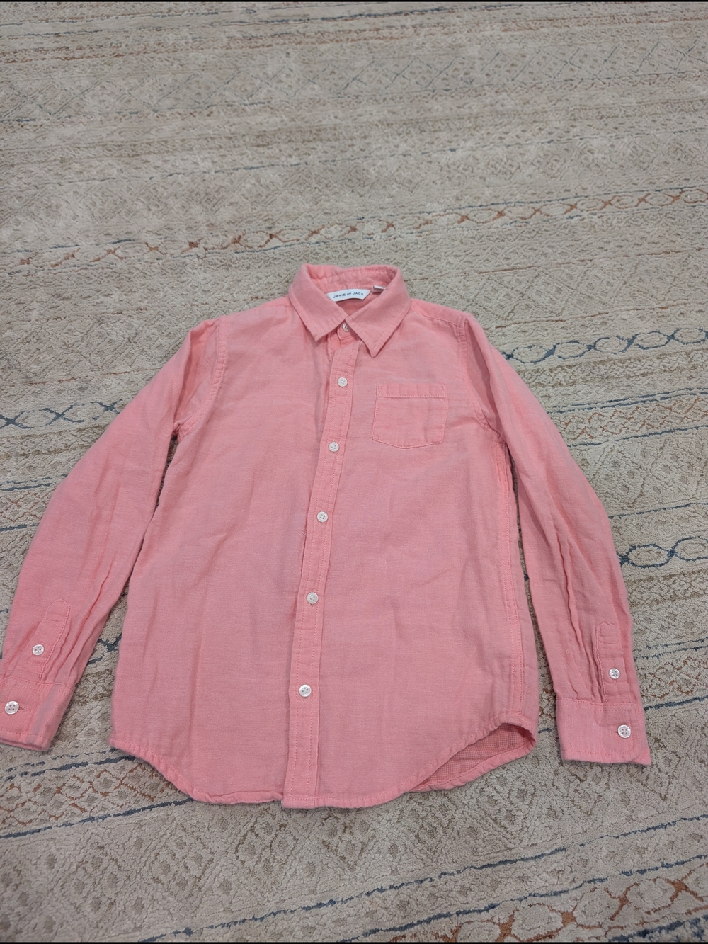 Janie and Jack Coral Pink Long-Sleeve Button-Down Shirt